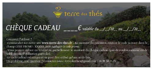 Chèque-cadeau 2 offrir du thé en cadeau